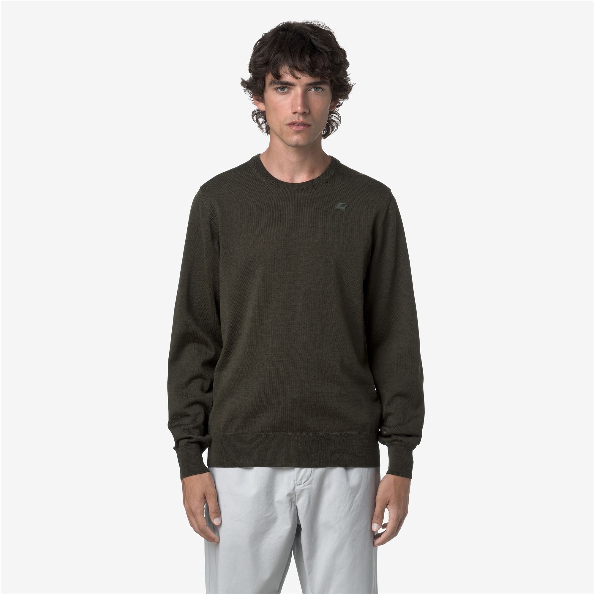 Knitwear_MAN_SEBASTIEN MERINO_Pull Over_GREEN BLACKISH - Commercial 4