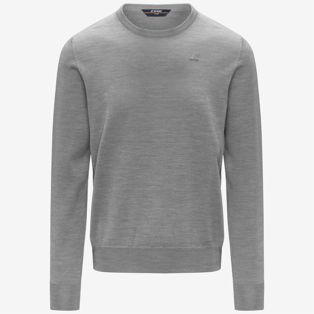 Suéter beige de cuello redondo de lana merino para hombre 01