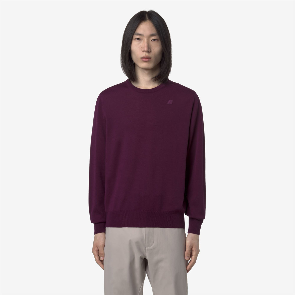 Knitwear_MAN_SEBASTIEN MERINO_Pull Over_Violet Wine - Commercial 4