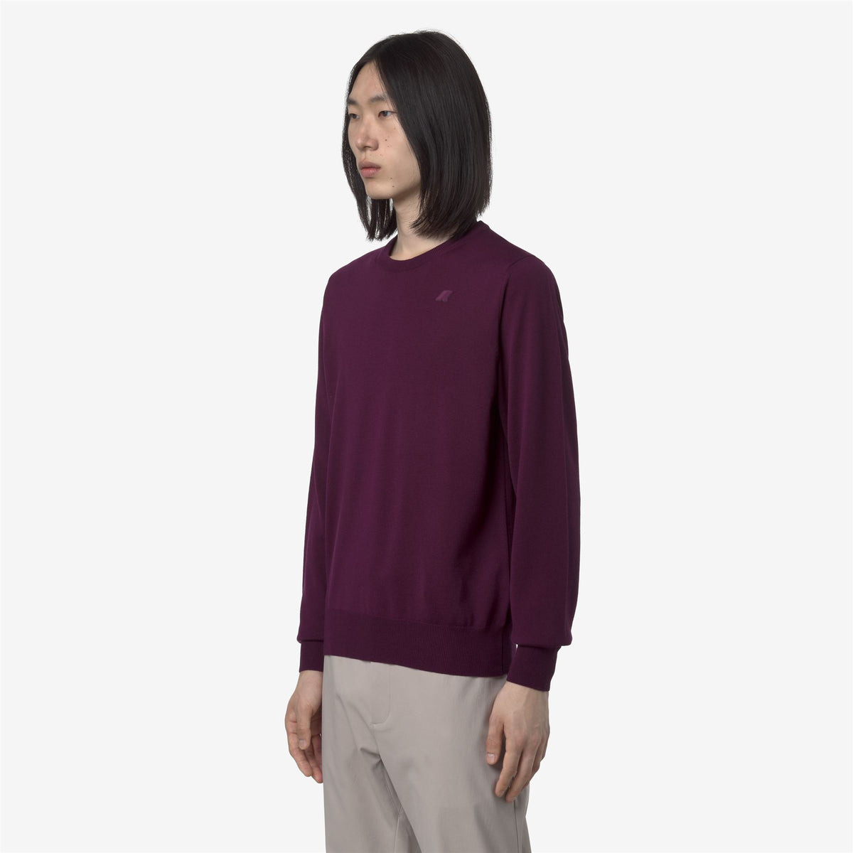 Knitwear_MAN_SEBASTIEN MERINO_Pull Over_Violet Wine - Commercial 5