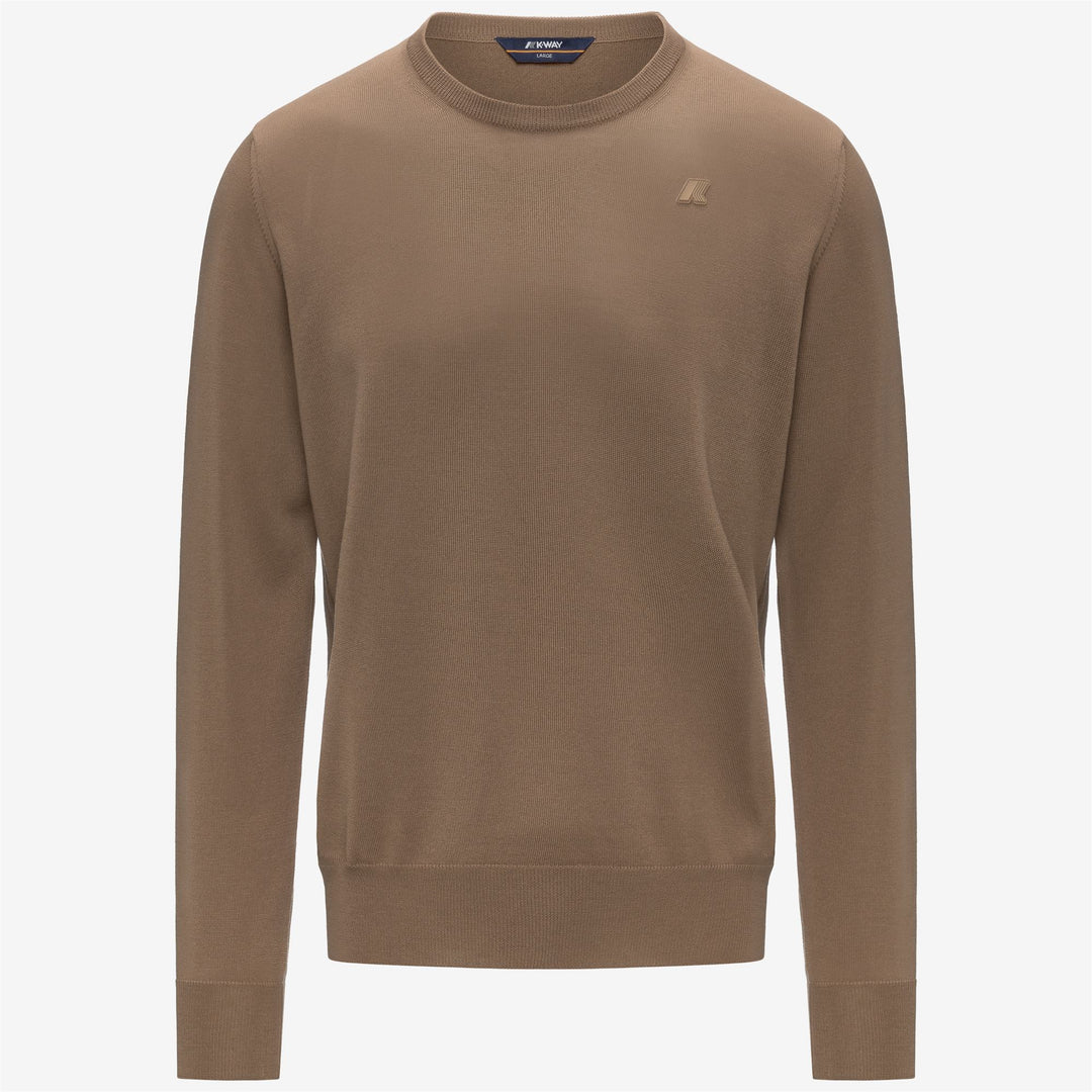 Brown Men's Merino Wool Crewneck Pullover 01