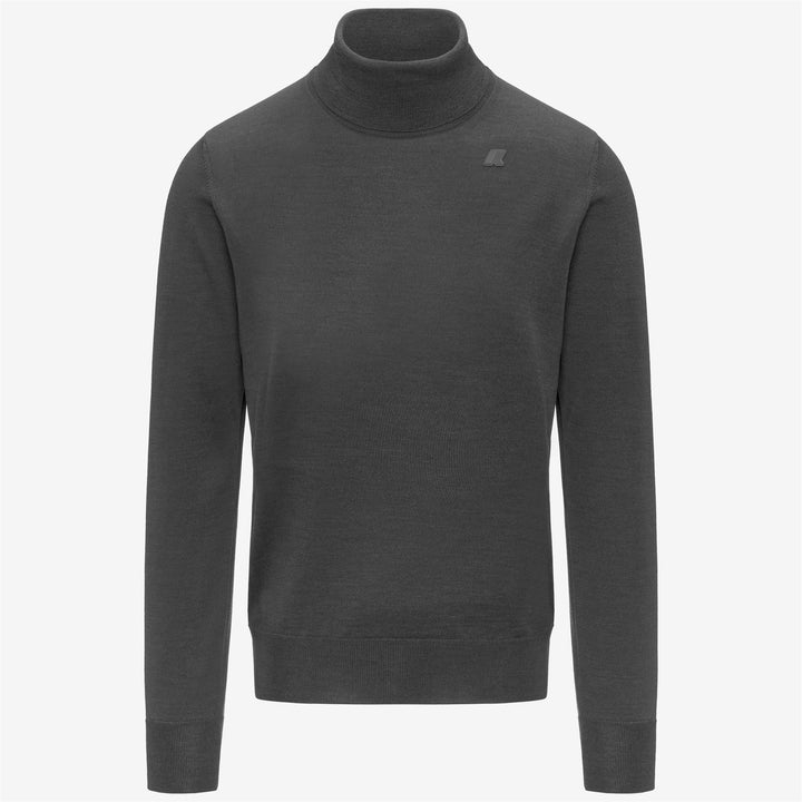 Jersey de cuello alto de lana merino gris para hombre 1