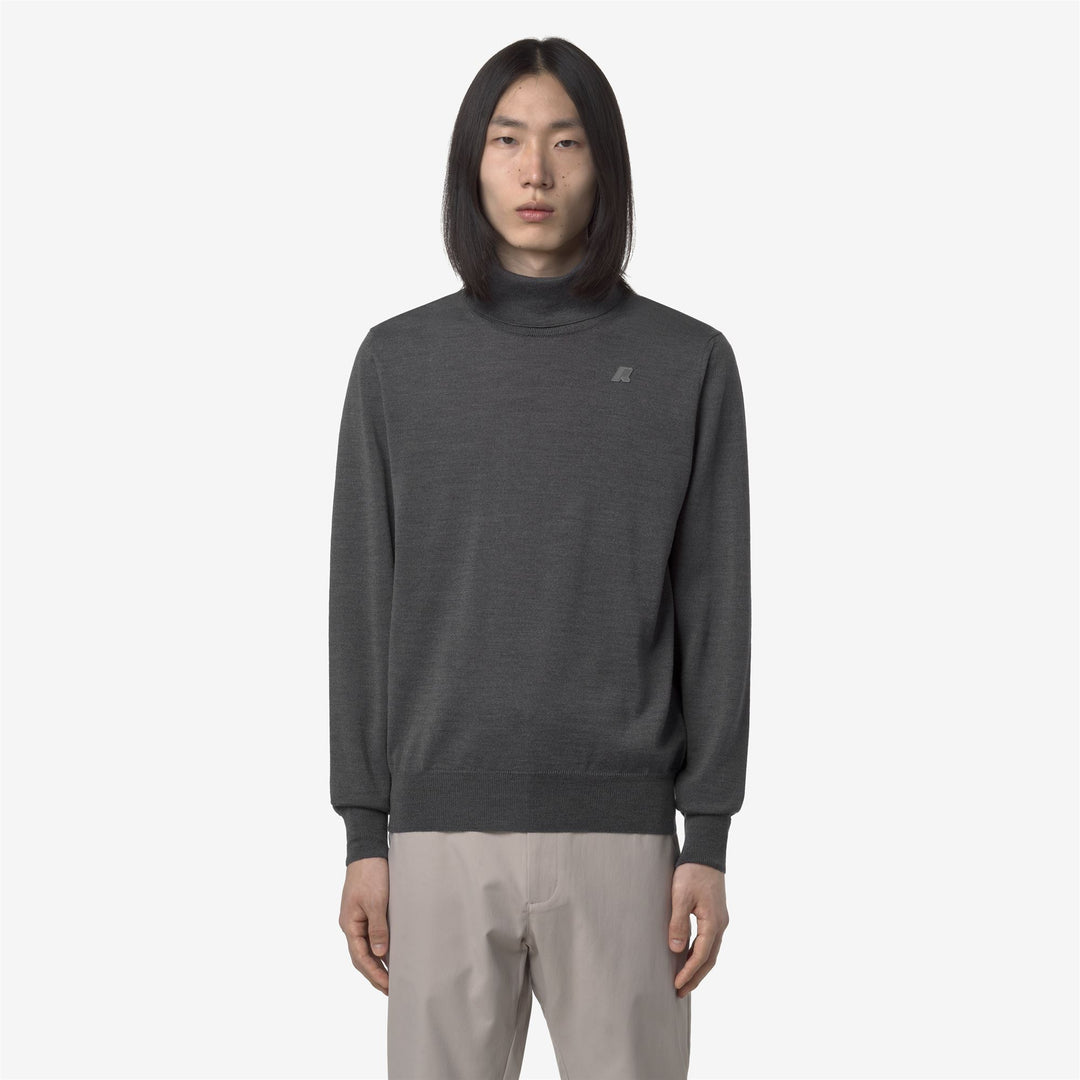 Jersey de cuello alto de lana merino gris para hombre main