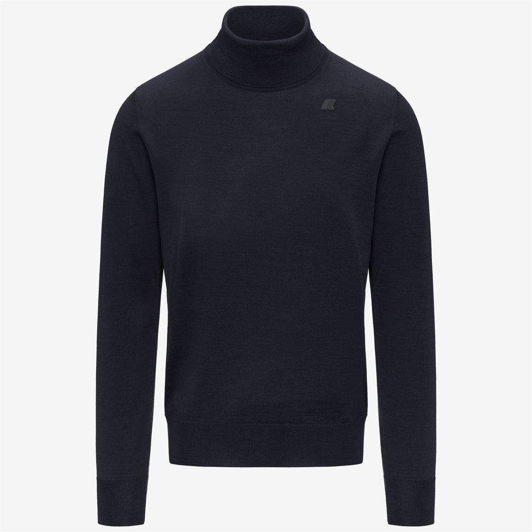 Deep blue Men's Merino Wool Turtleneck Pullover 01