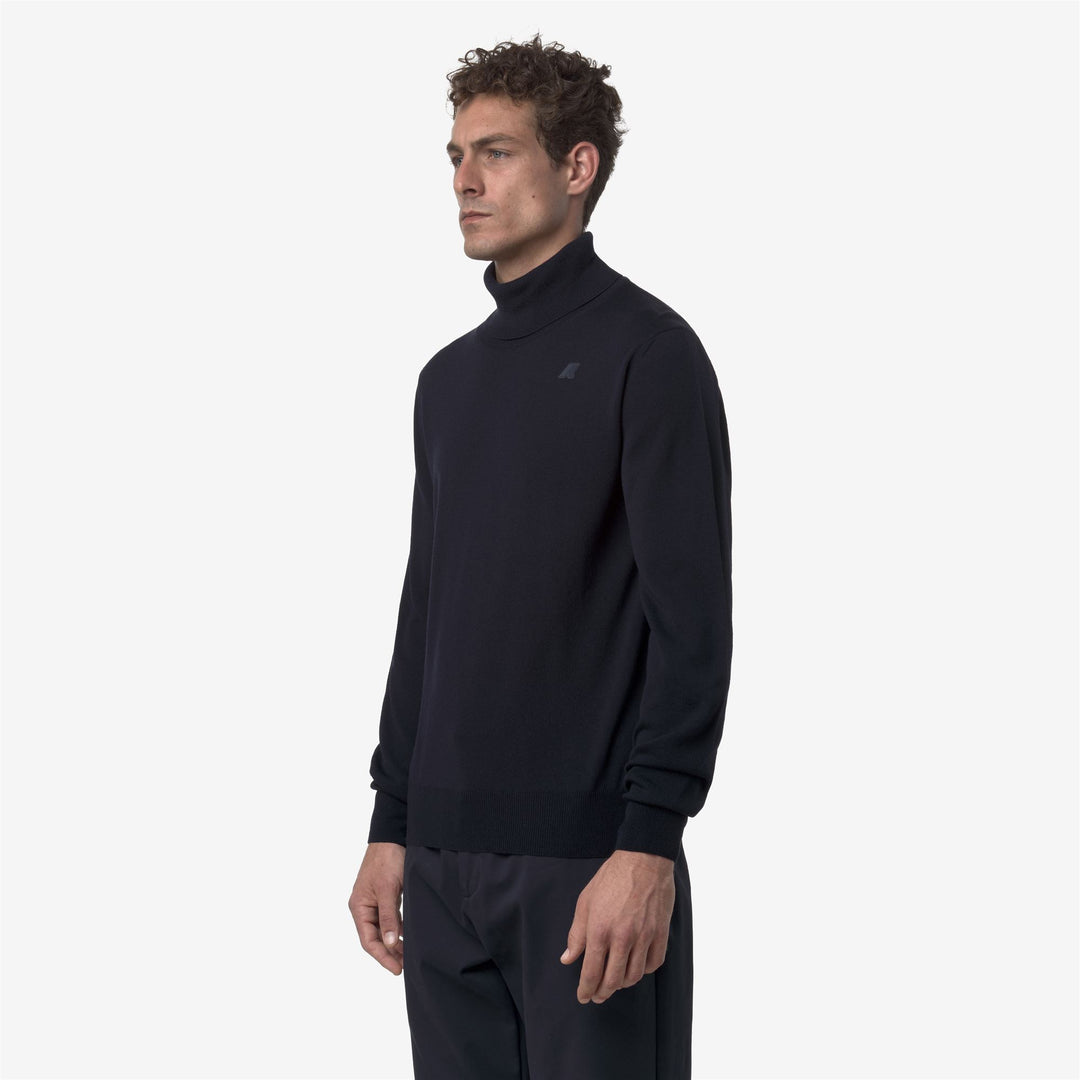 Jersey de cuello alto de lana merino azul profundo para hombre main