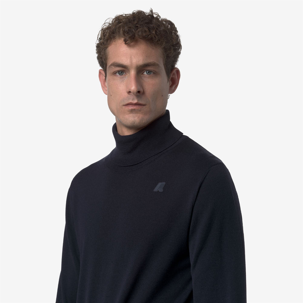 Deep blue Men's Merino Wool Turtleneck Pullover 02