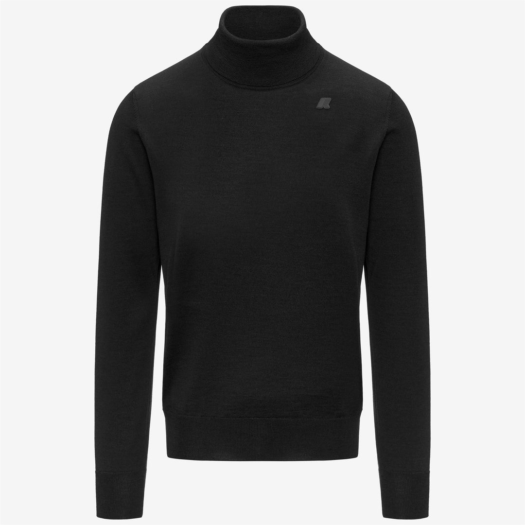 Black Men's Merino Wool Turtleneck Pullover 01