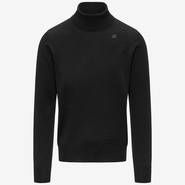 Suéter de cuello alto de lana merino negro para hombre 1