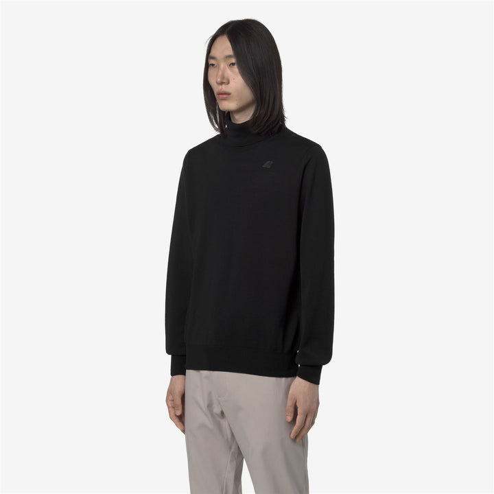 Suéter de cuello alto de lana merino negro para hombre 4