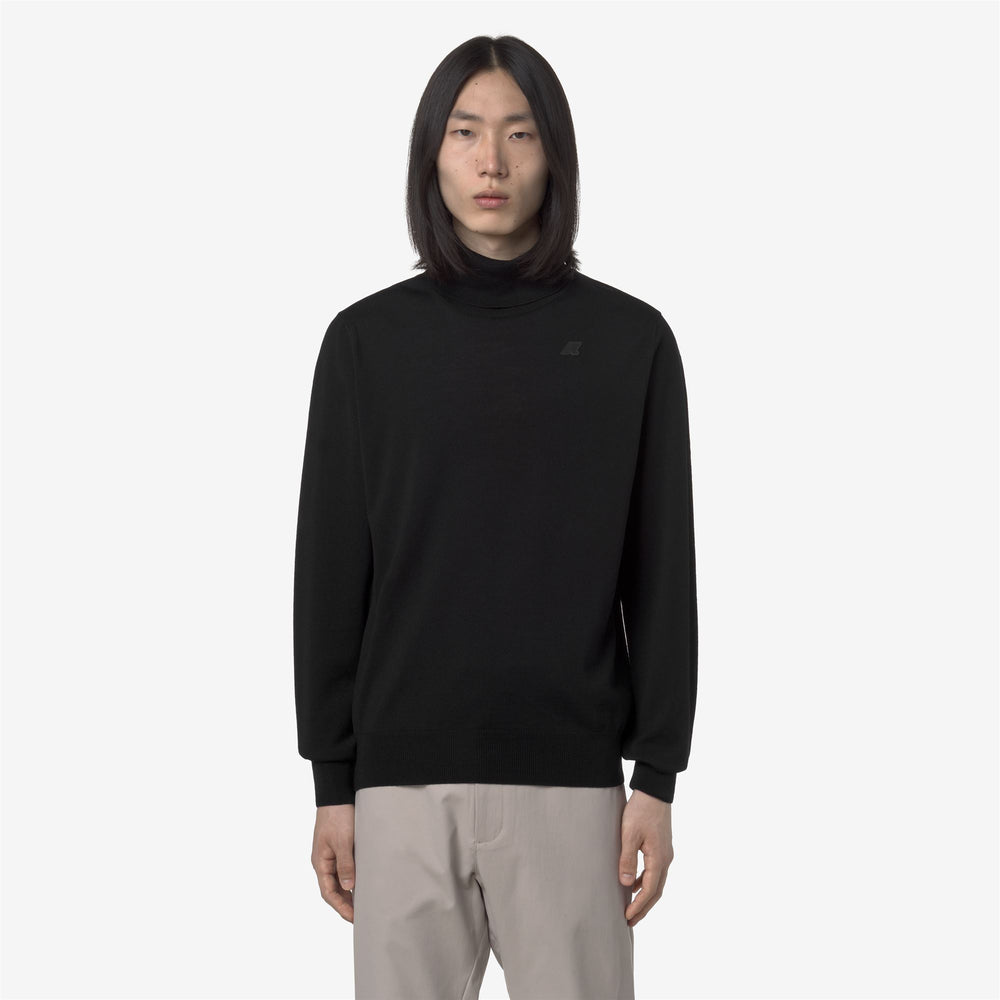 Black Men's Merino Wool Turtleneck Pullover 02
