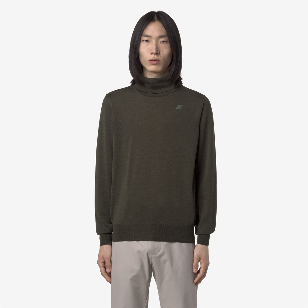 Blackish green Men's Merino Wool Turtleneck Pullover 02