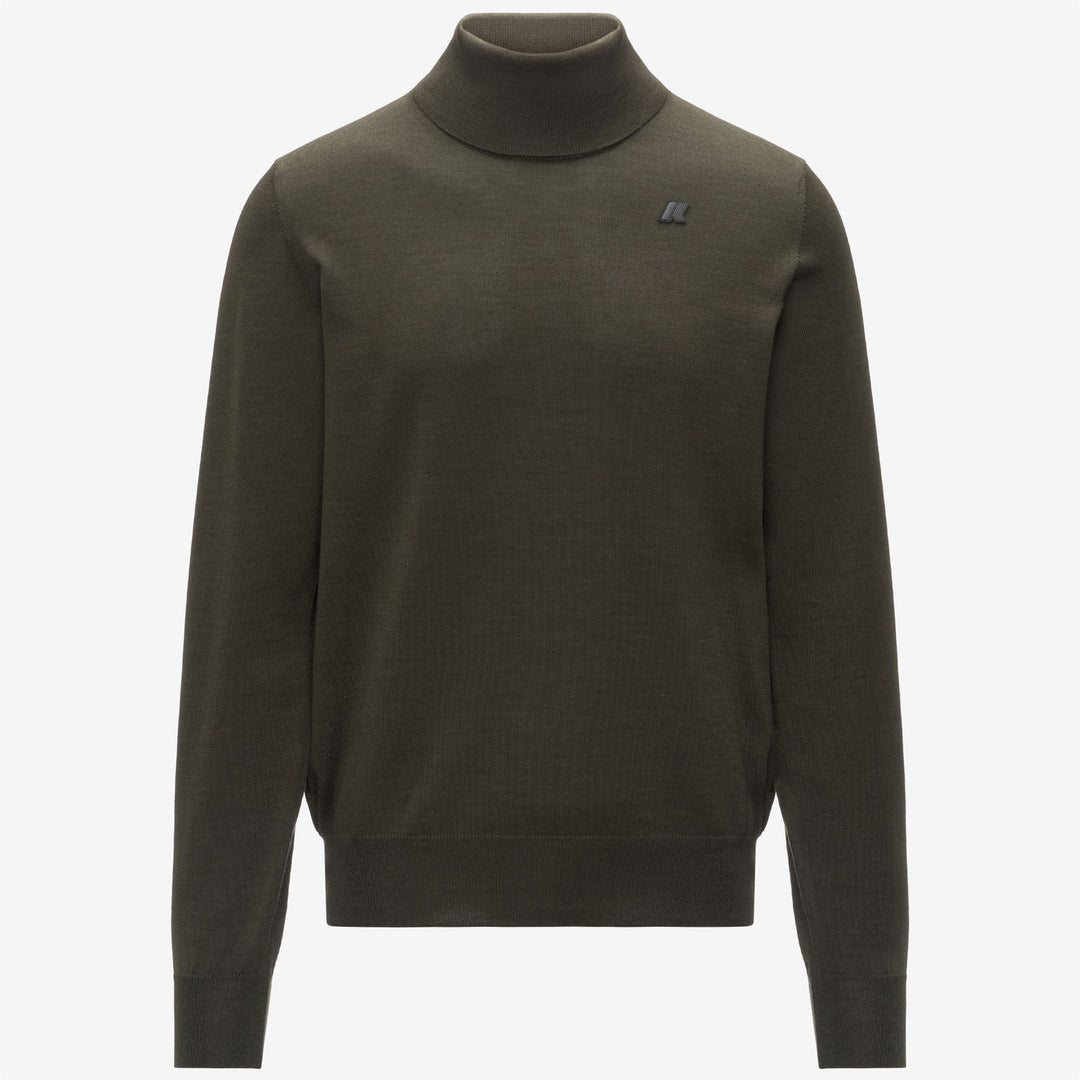 Blackish green Men's Merino Wool Turtleneck Pullover 01