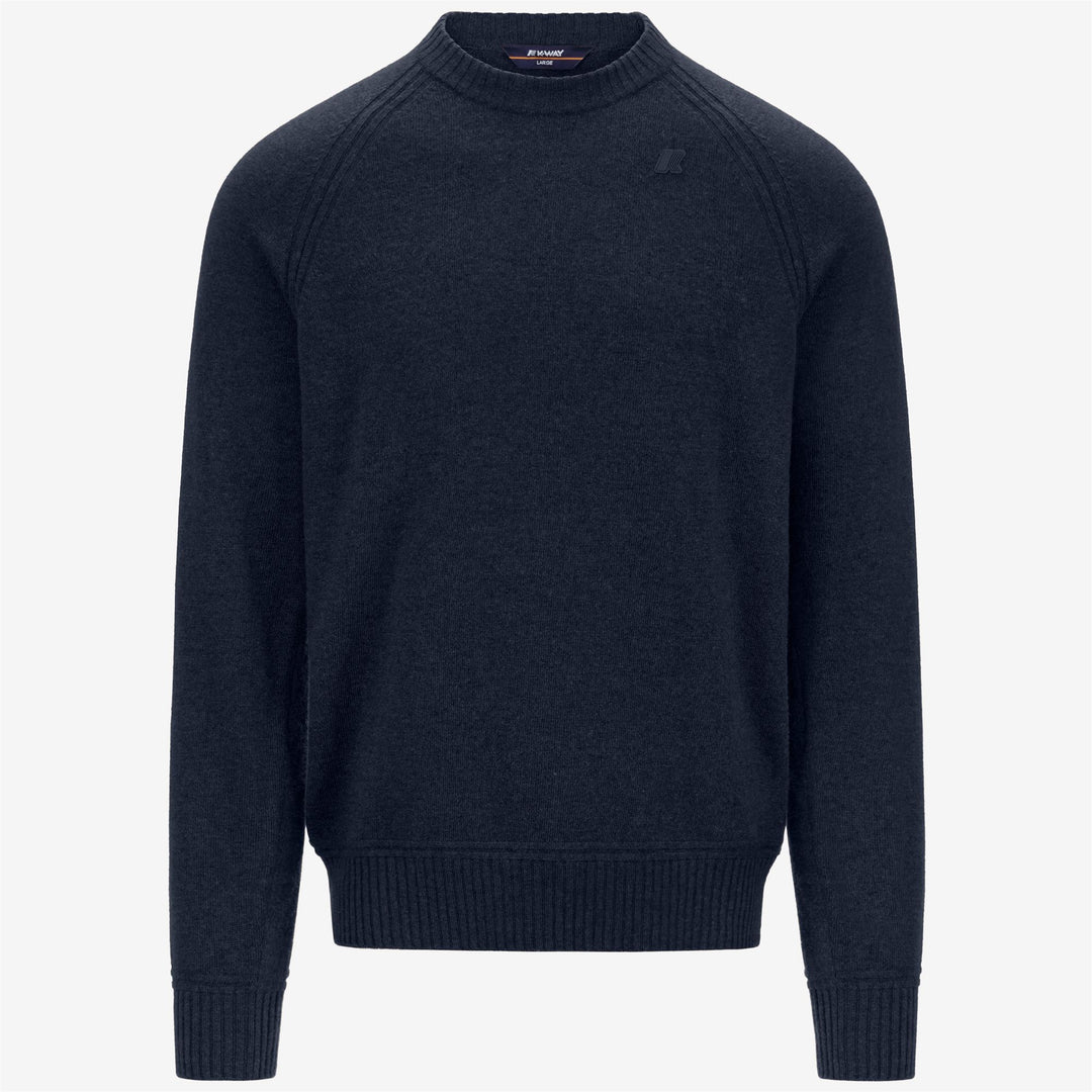 Blue men's Cashmere Wool Crewneck Jumper with Ribbed Trims main