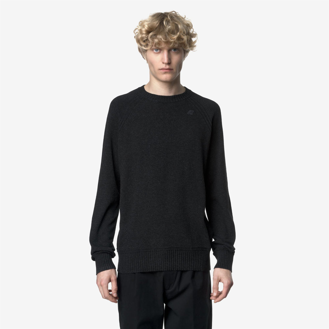 Blue Men's Wool Cashmere Crewneck Pullover with Ribbed Trim 01