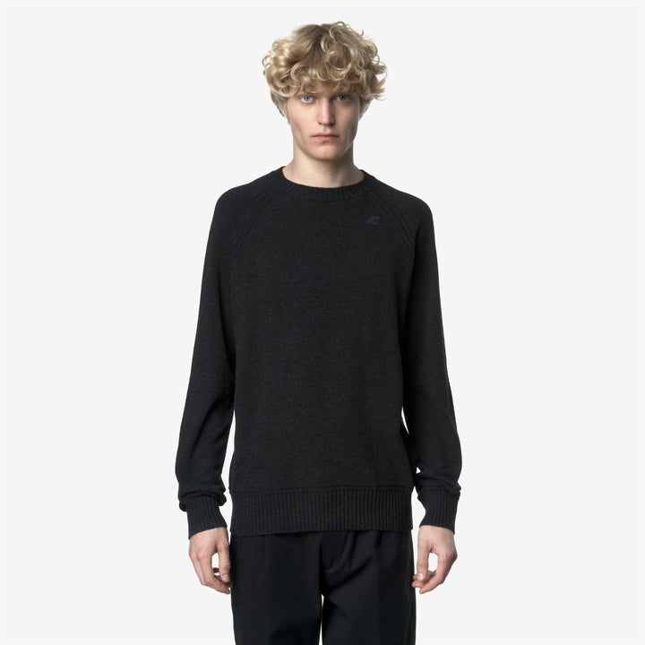 Blue Men's Wool Cashmere Crewneck Pullover with Ribbed Trim 1