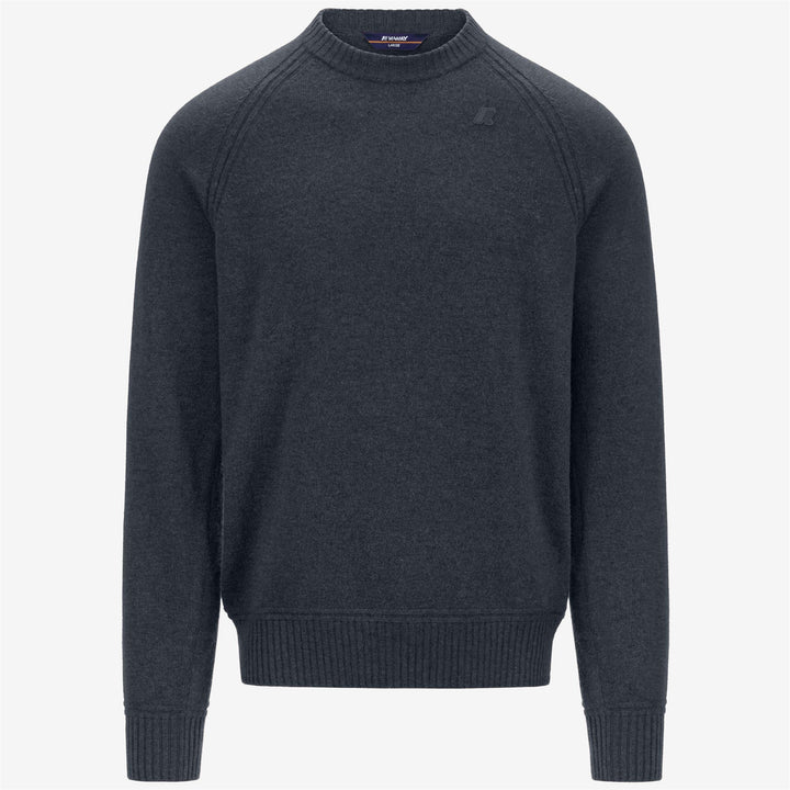 Blue Men's Wool Cashmere Crewneck Pullover with Ribbed Trim 1
