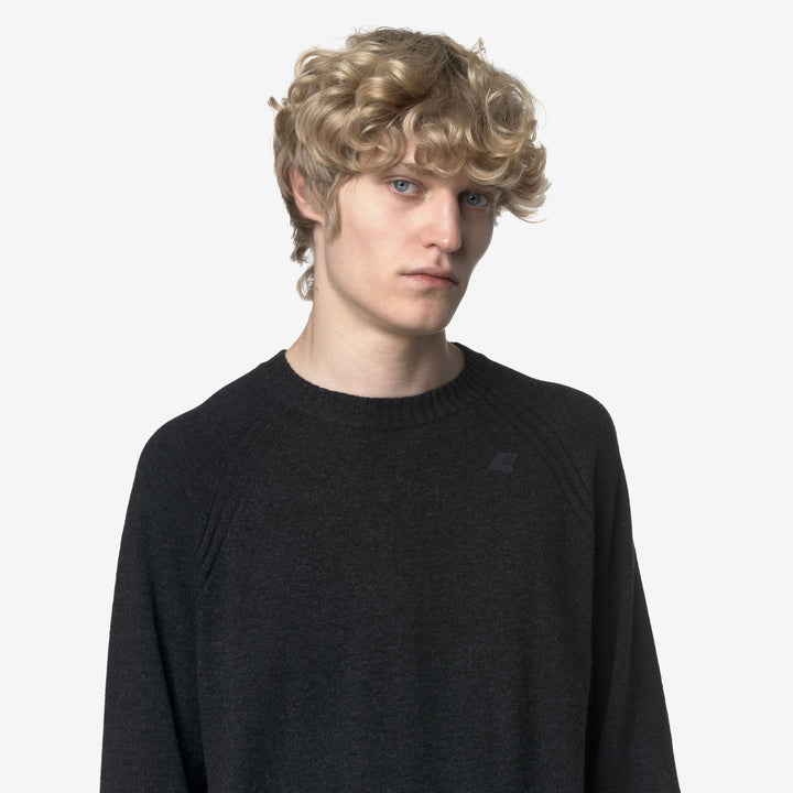 Blue Men's Wool Cashmere Crewneck Pullover with Ribbed Trim 2