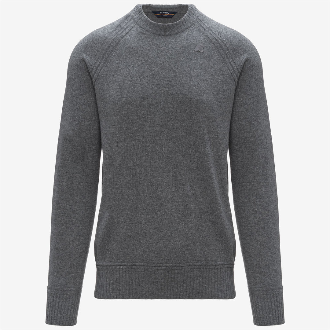 Jersey de cuello redondo de lana y cachemira gris para hombre 01