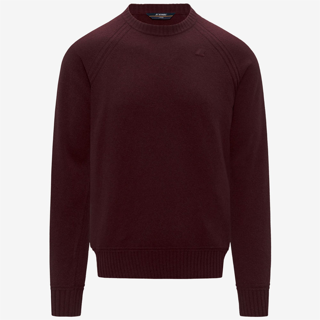 Jersey de punto de cuello redondo de lana y cachemira de color marrón rojizo para hombre 01