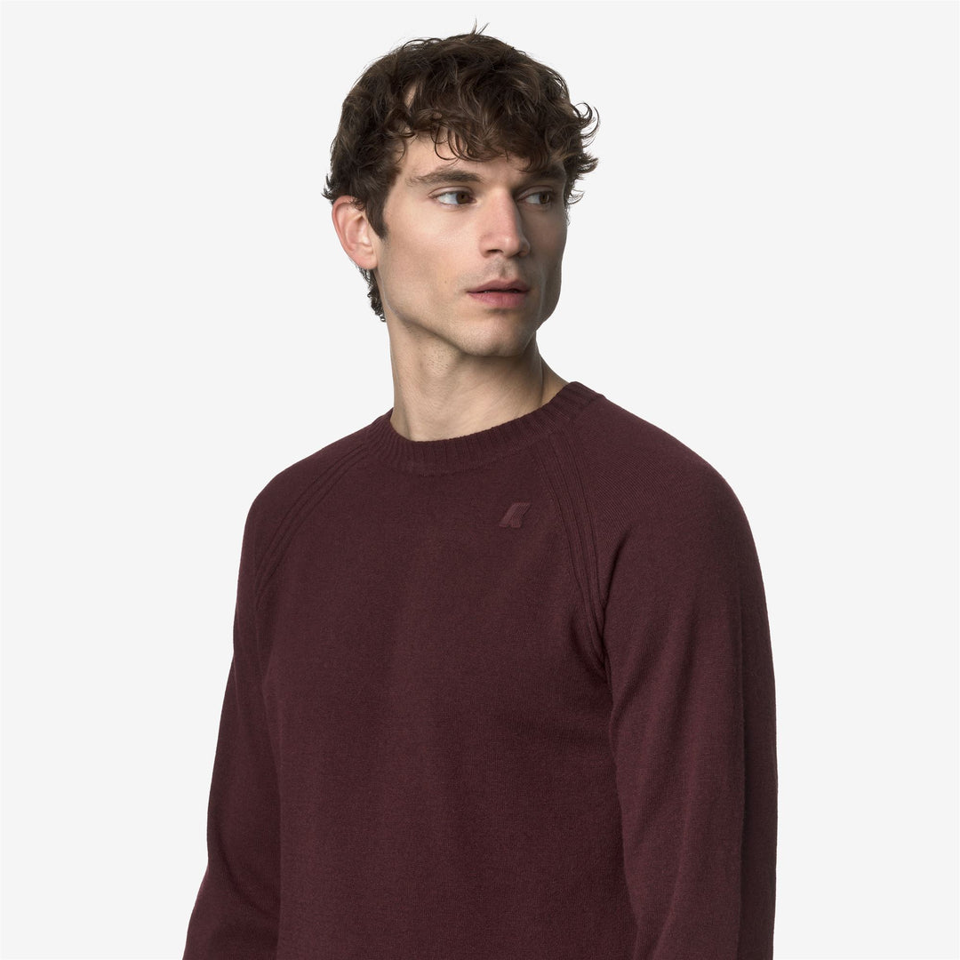 Maglione girocollo in lana e cashmere da uomo rosso-marrone main