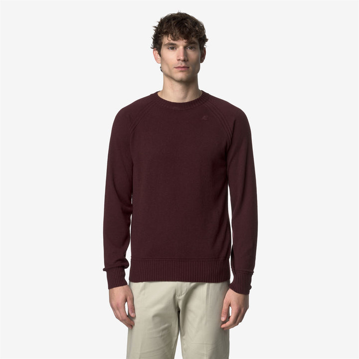 Maglione girocollo in lana e cashmere da uomo rosso-marrone 3