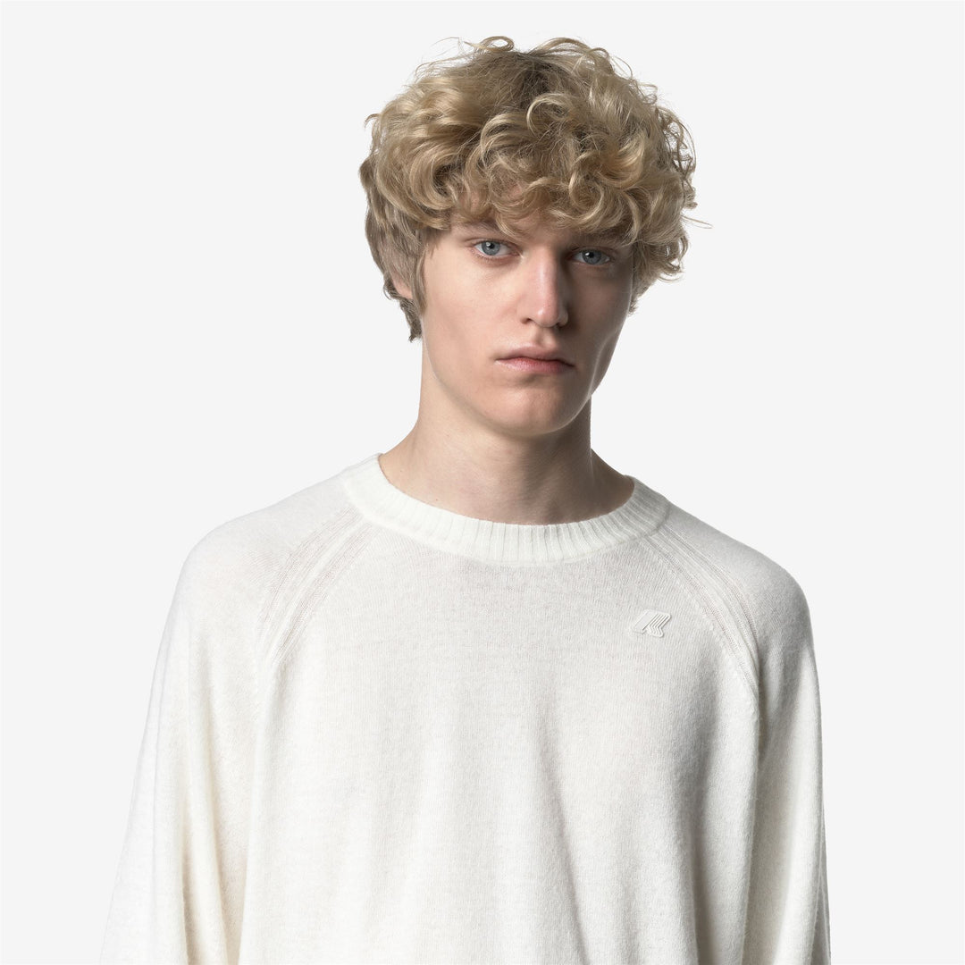 Maglione girocollo in cashmere e lana da uomo bianco main