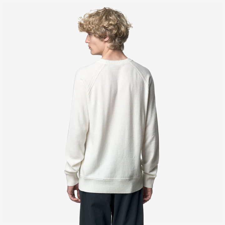 Maglione girocollo in cashmere e lana da uomo bianco 5