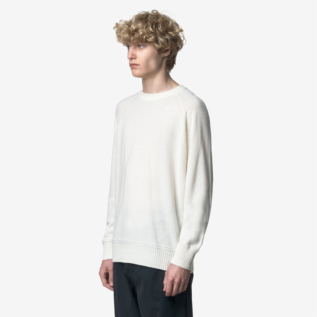 Maglione girocollo in cashmere e lana da uomo bianco main