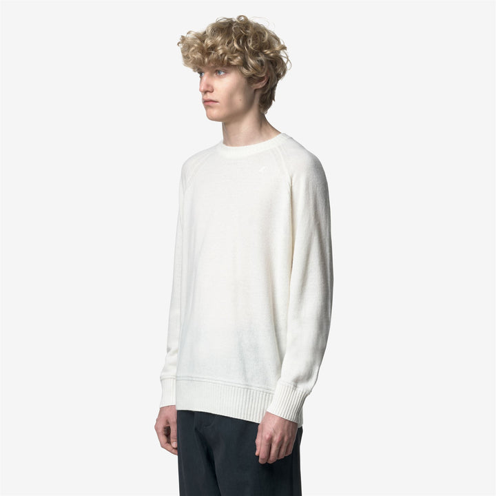 Maglione girocollo in cashmere e lana da uomo bianco 4