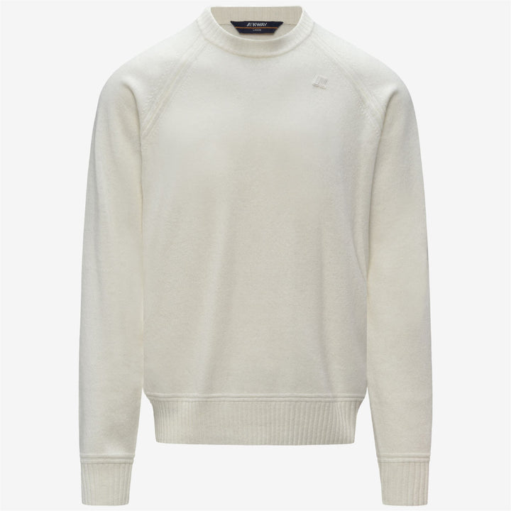 Maglione girocollo in cashmere e lana da uomo bianco 1