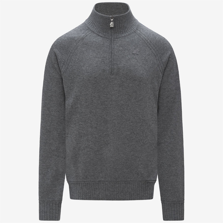 Polo da uomo in lana e cashmere con mezza zip, colore grigio 1