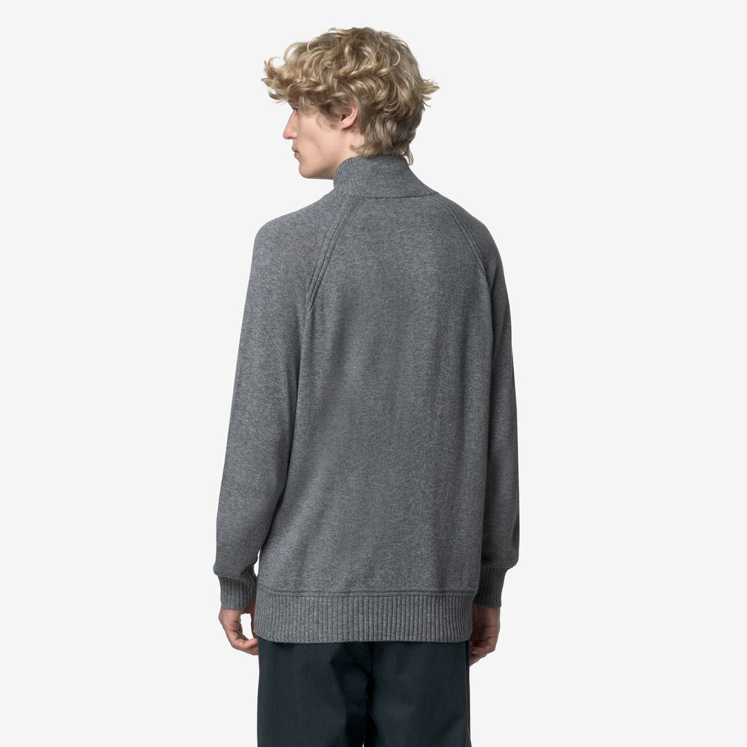 Polo da uomo in lana e cashmere con mezza zip, colore grigio main