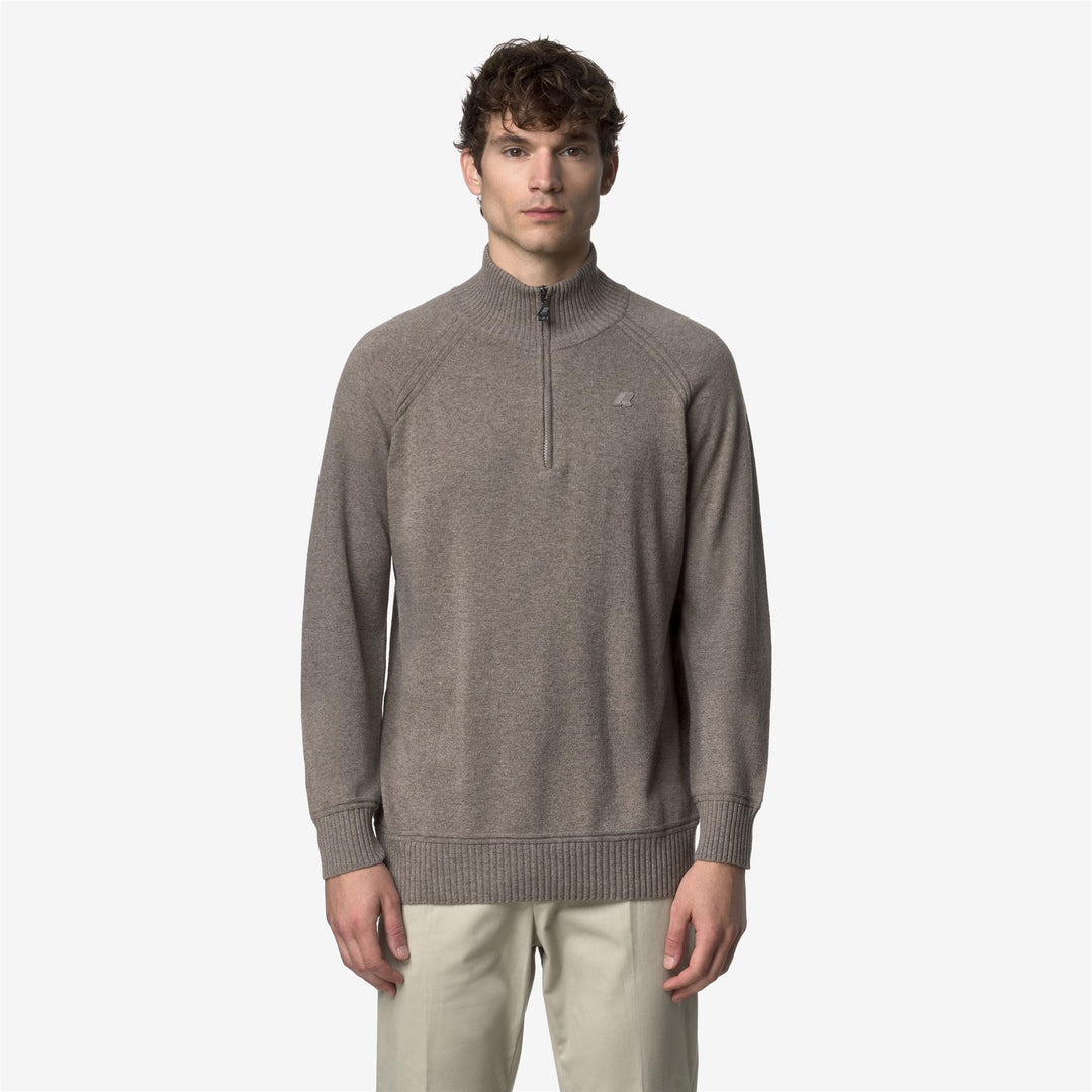 Beige Men's Cashmere Wool Polo Knitwear with Half-Zip main