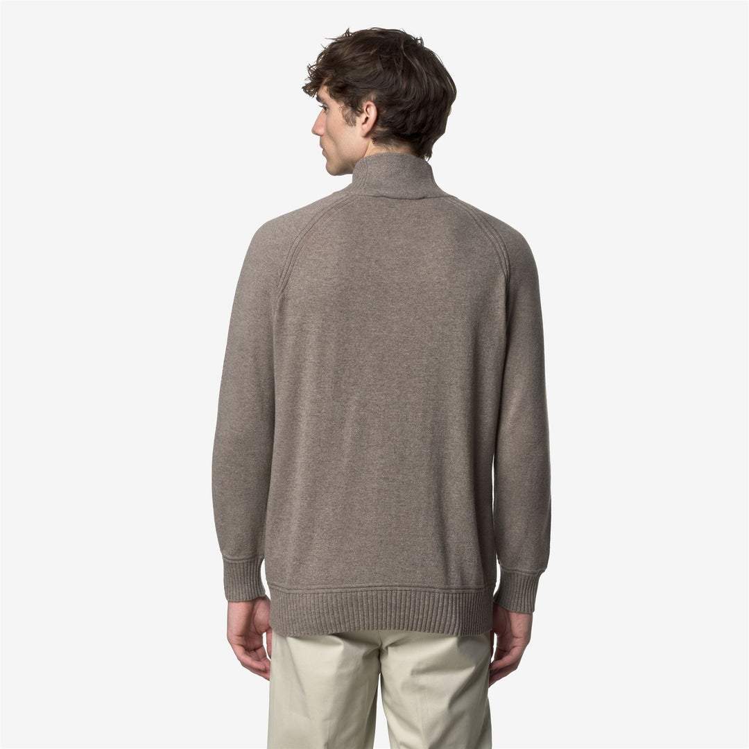 Beige Men's Cashmere Wool Polo Knitwear with Half-Zip main