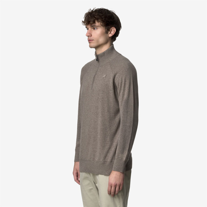 Beige Men's Cashmere Wool Polo Knitwear with Half-Zip 4