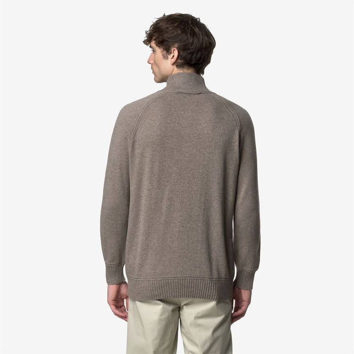 Beige Men's Cashmere Wool Polo Knitwear with Half-Zip 3