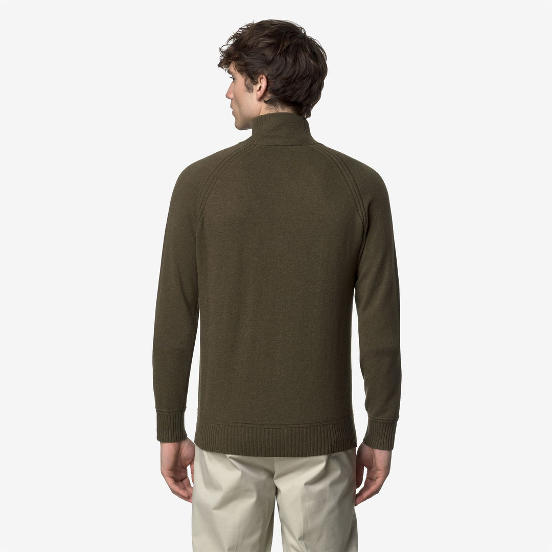 Brown Men's Cashmere Wool Polo Knit with Half-Zip main