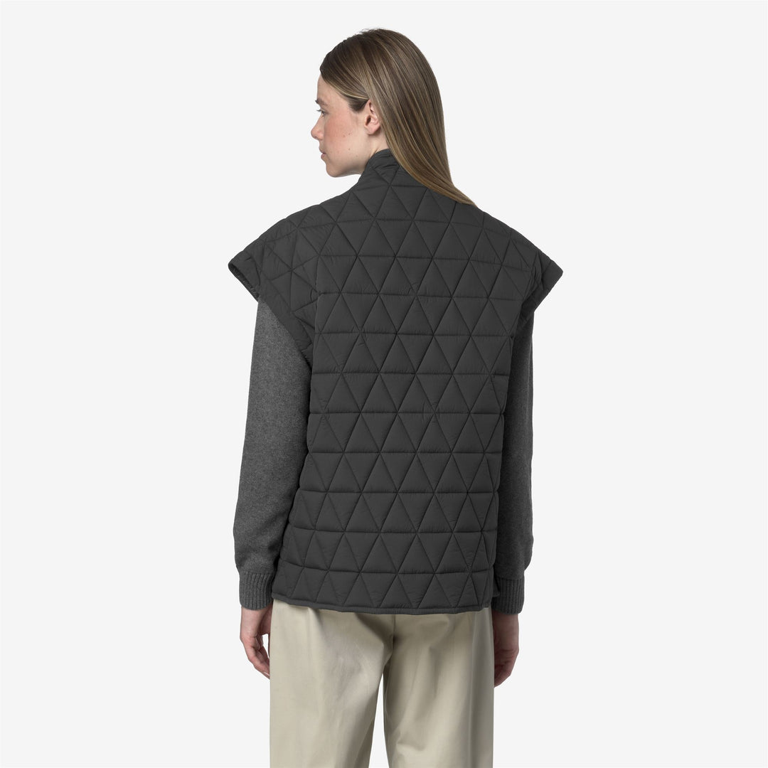 Grey Women's Short Quilted Vest with Primaloft Padding main