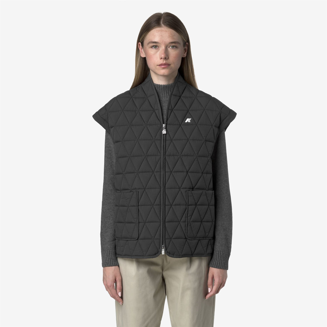Grey Women's Short Quilted Vest with Primaloft Padding 01