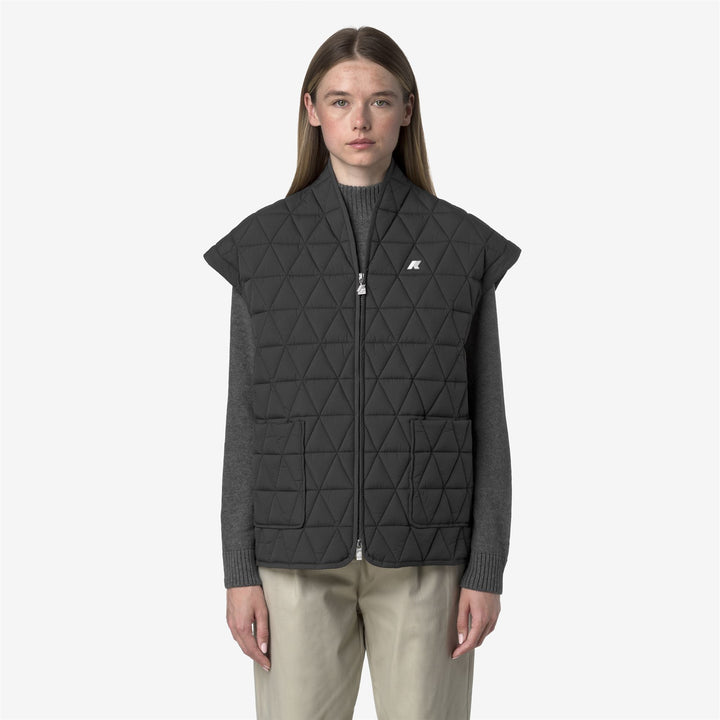 Grey Women's Short Quilted Vest with Primaloft Padding 1