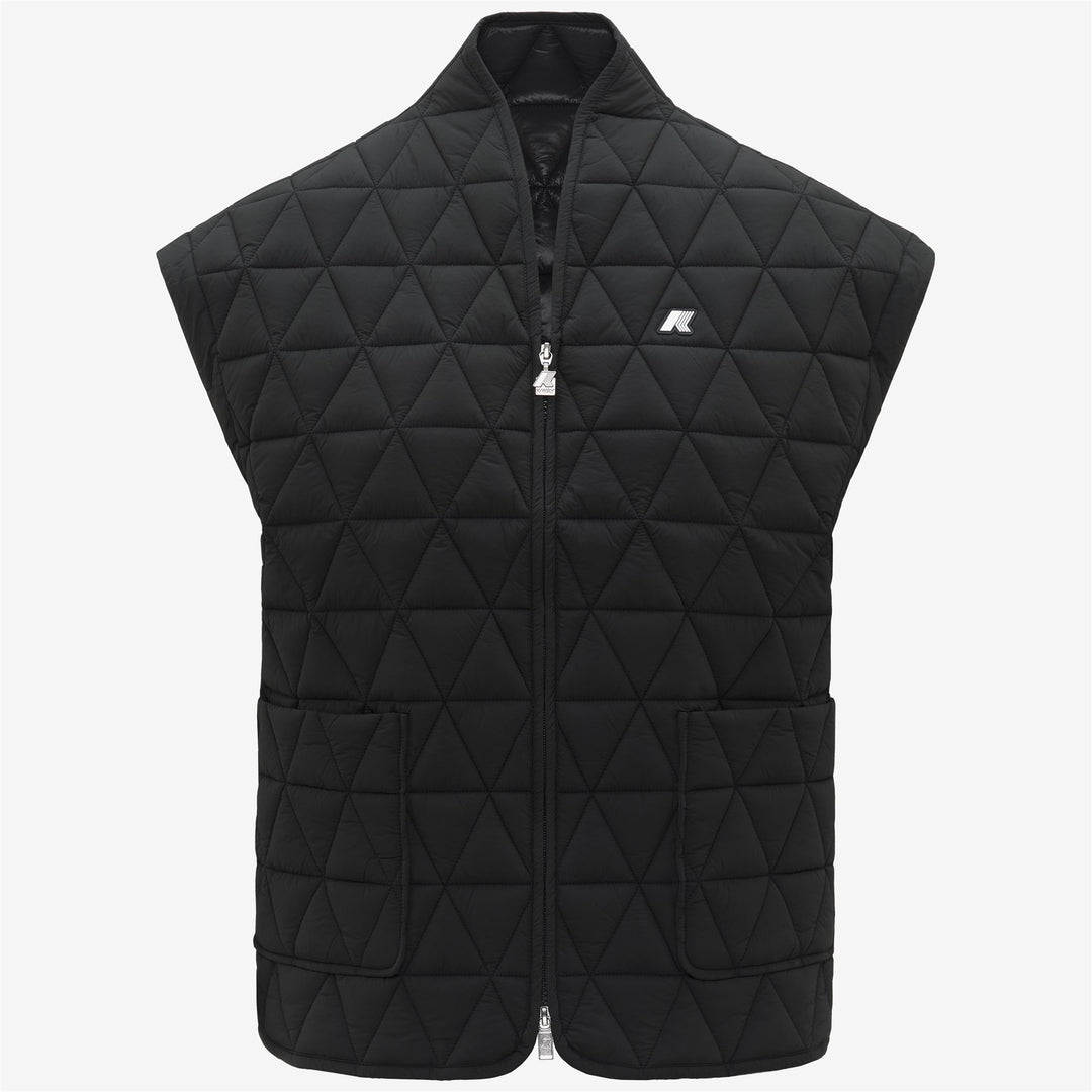 Black Women's Quilted Short Vest with Eco-Friendly Padding 01