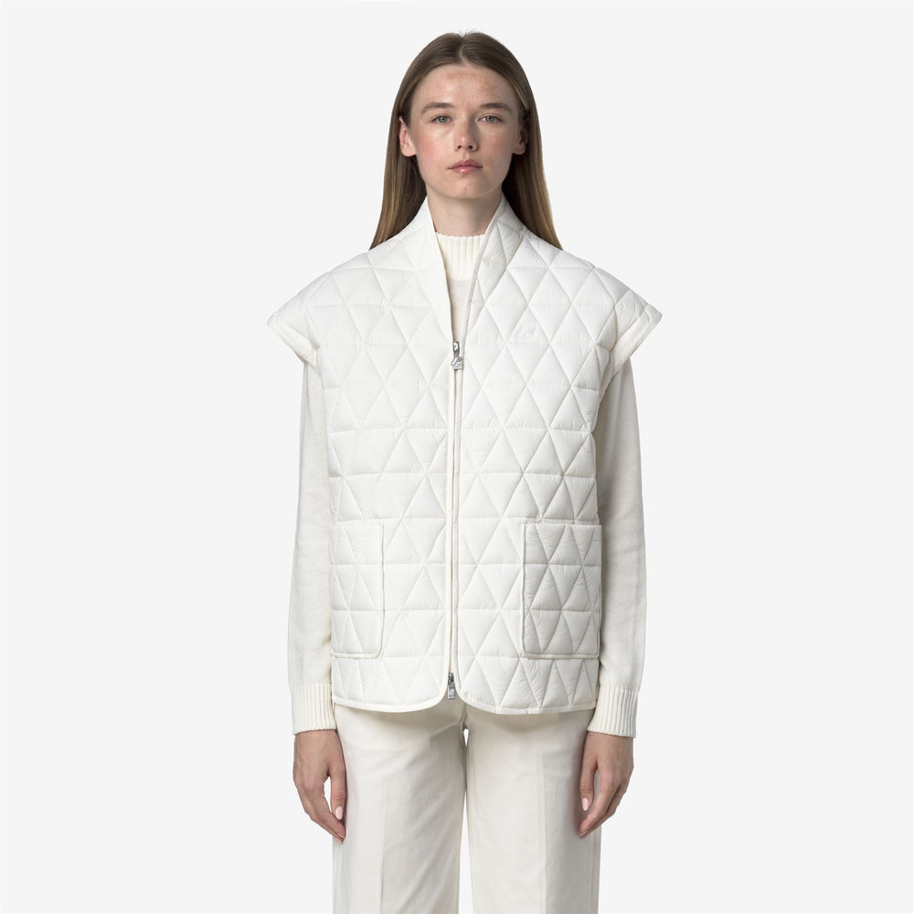 White women's Short Quilted Vest with Eco-friendly Padding 02