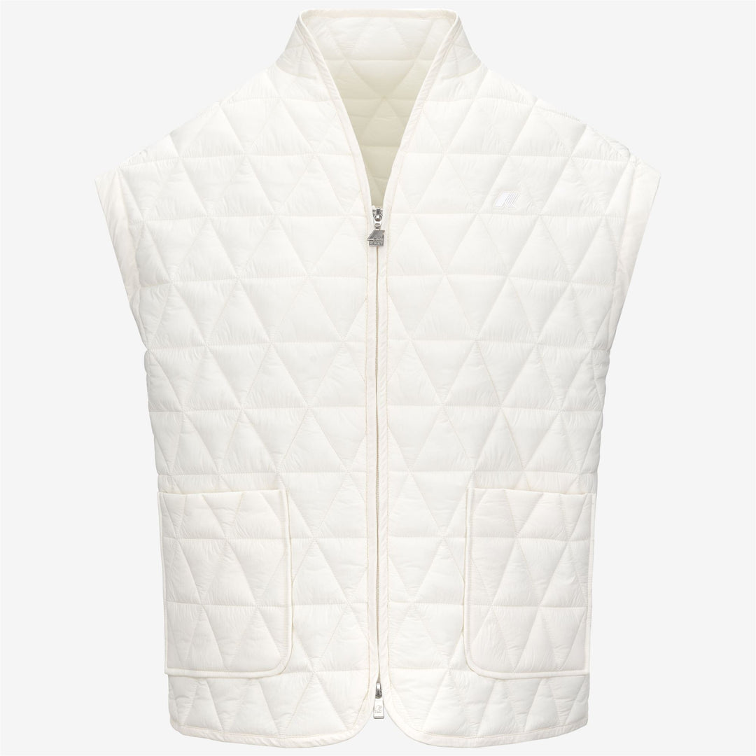 White women's Short Quilted Vest with Eco-friendly Padding 01