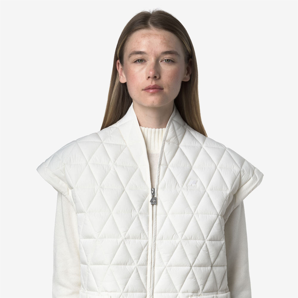 White women's Short Quilted Vest with Eco-friendly Padding 02