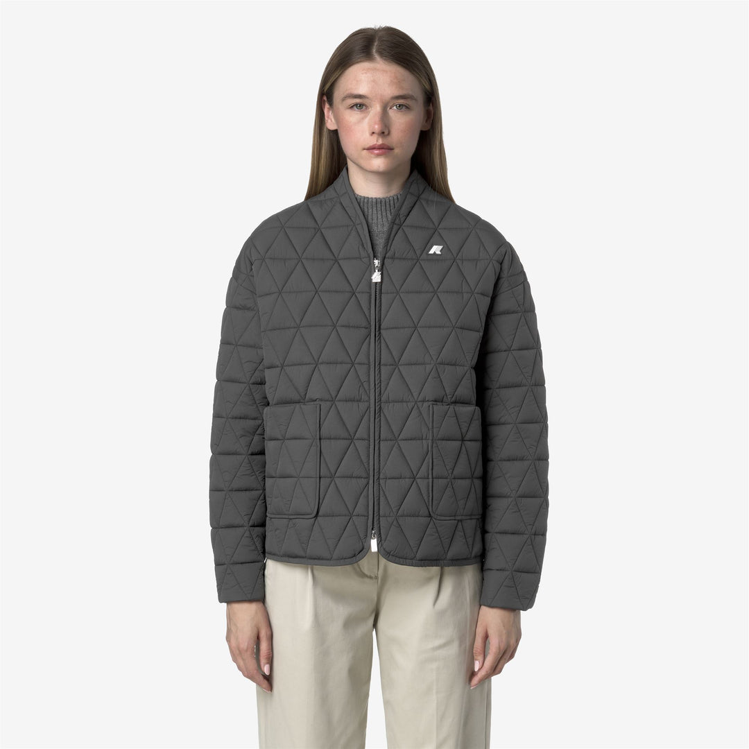 Grey Women's Quilted Mid-Season Jacket with Eco-Friendly Padding 01