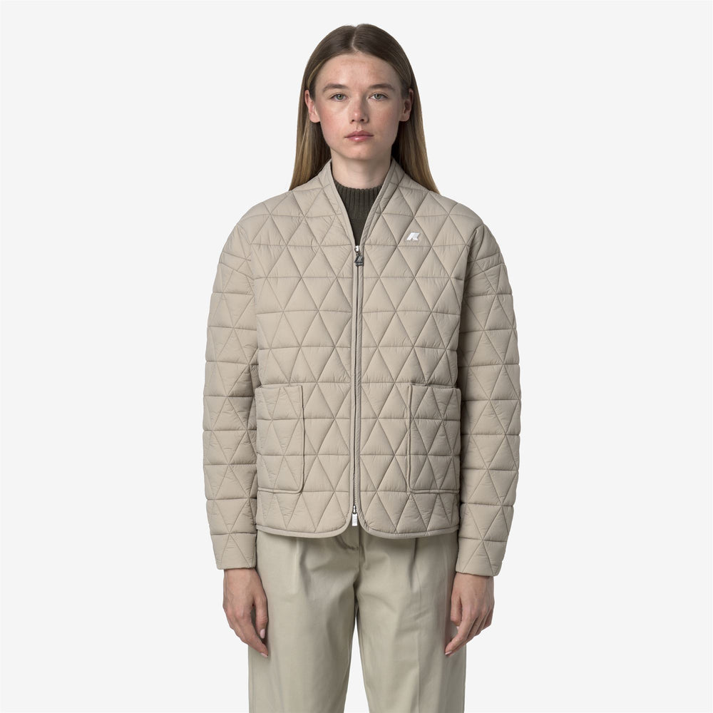 Beige Women's Quilted Mid-Season Jacket with Eco-Friendly Padding 02