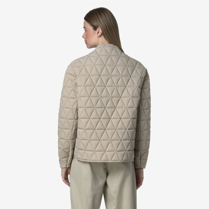 Chaqueta acolchada beige de entretiempo para mujer con relleno ecológico 5