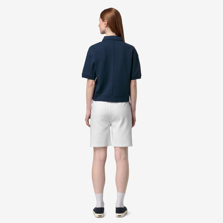 Blue women's Athleisure Polo Shirt with Zipped Collar and Relaxed Fit 5