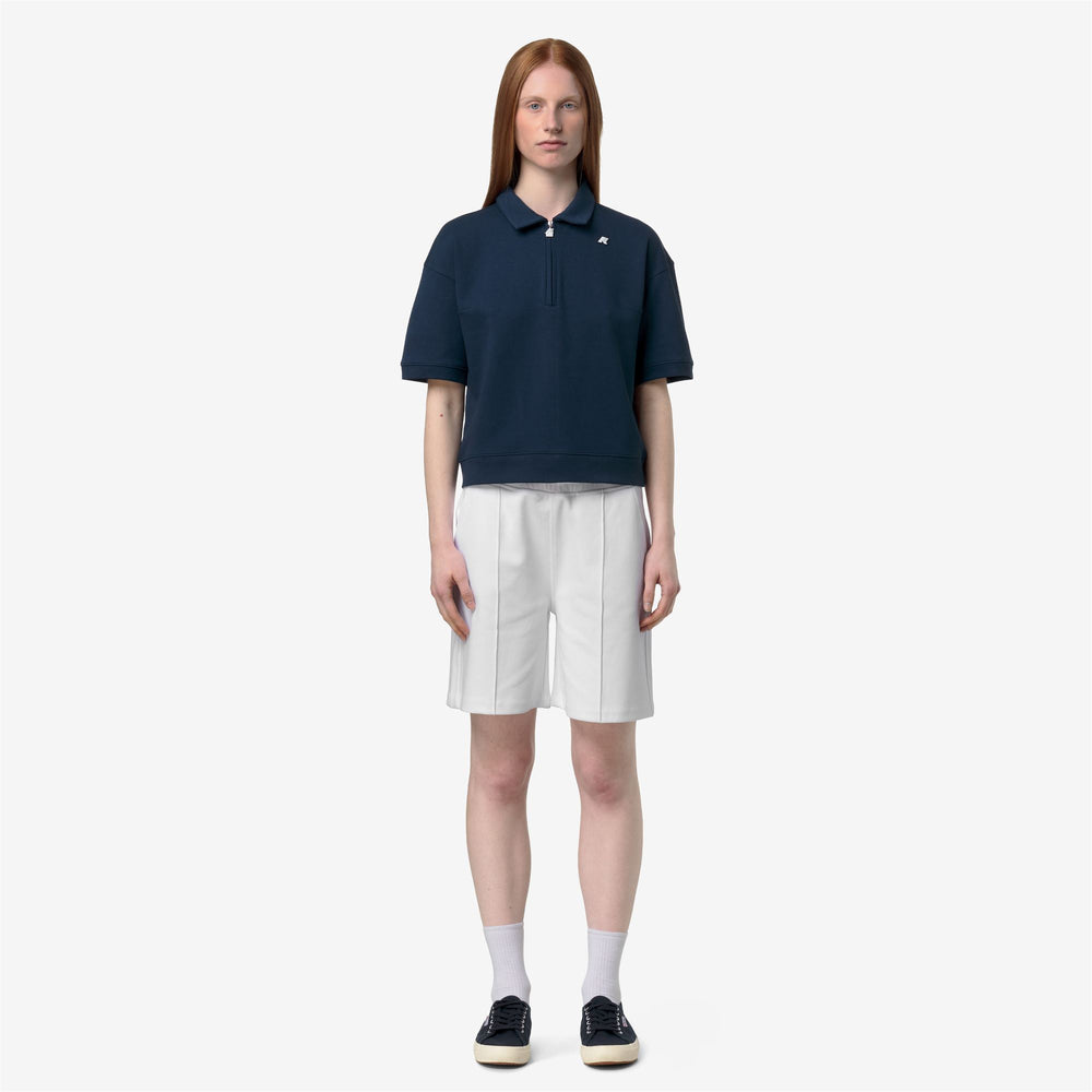 Blue women's Athleisure Polo Shirt with Zipped Collar and Relaxed Fit 02