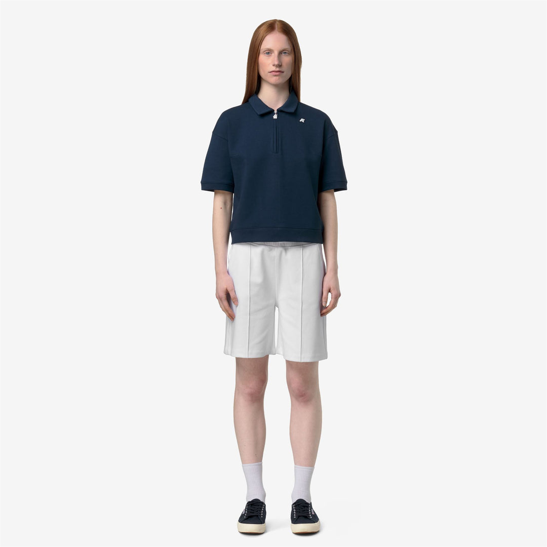 Blue women's Athleisure Polo Shirt with Zipped Collar and Relaxed Fit main